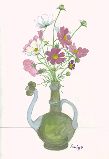 113：　コスモスと花瓶